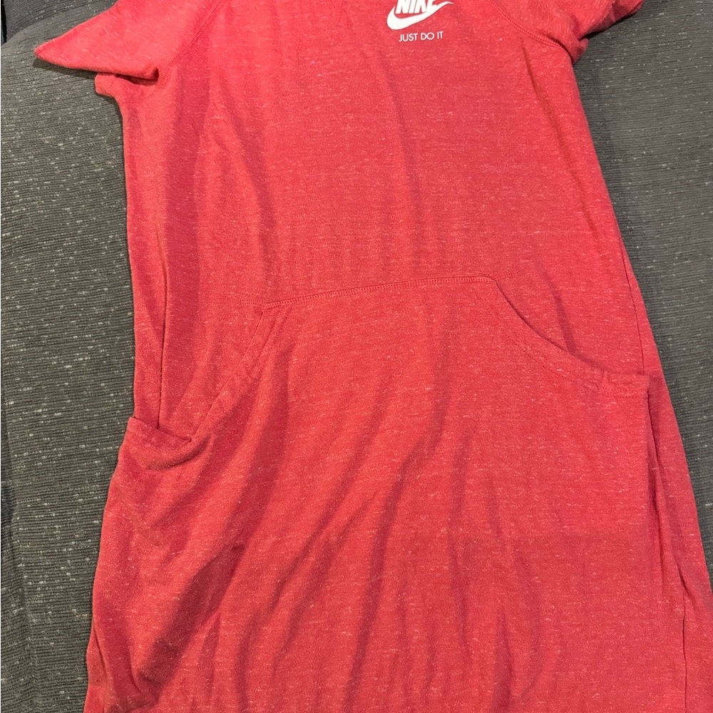 Nike Red Hoodie Dresswith White Logo